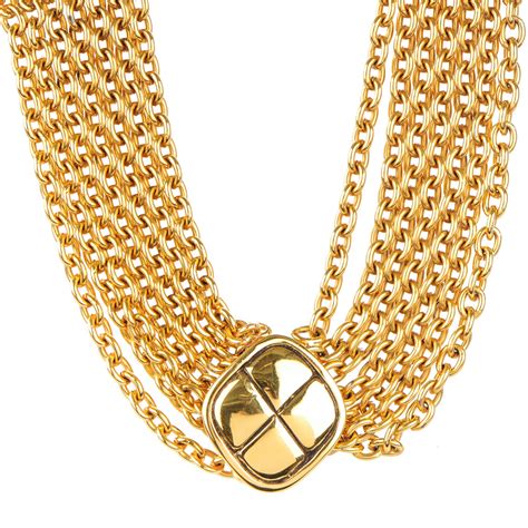 vintage chanel multi strand gold necklace with charms|Chanel Multi.